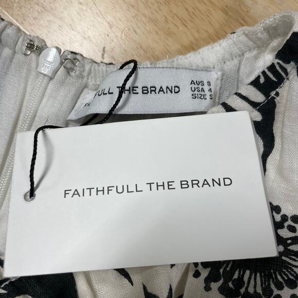 Faithfull the Brand NWT La Pineta Mini Dress Size 4 100% Linen Side Cutouts - Picture 5 of 11